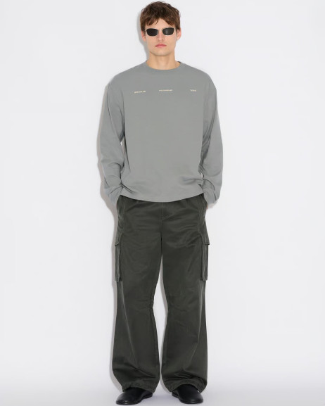 Abstract Print Grey Long Sleeve Top