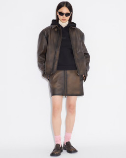 Brown Leather Mini Skirt