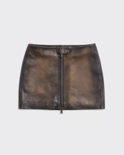 Brown Leather Mini Skirt