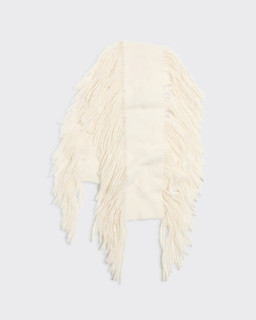 White Wool Scarf with Tassels