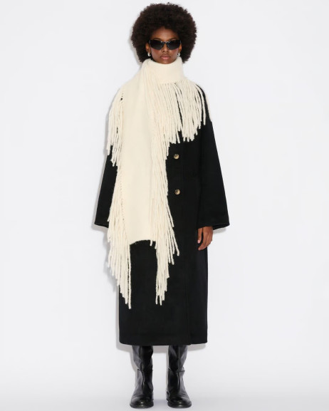 White Wool Scarf with Tassels