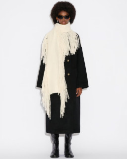 White Wool Scarf with Tassels